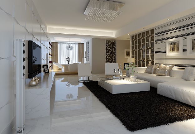 modern, fekete-fehér hálószoba