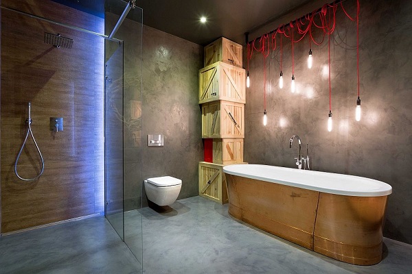 Legénylakás loft stílusban, fürdőszoba